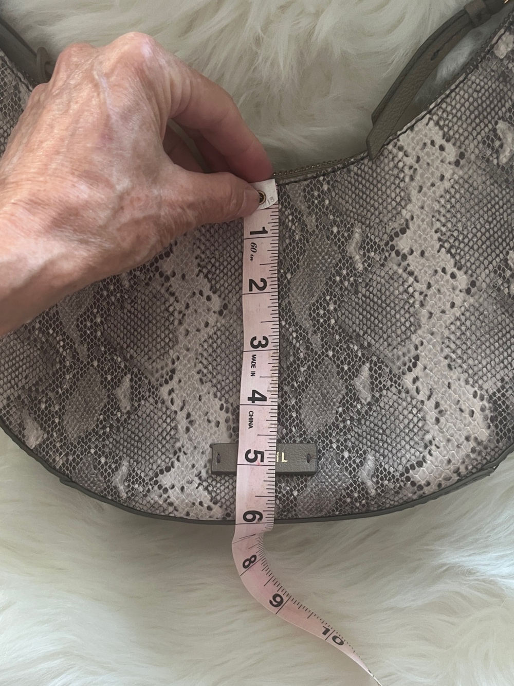 Fossil Snake-Printed Cow Leather Crescent Shoulder Bag Sz 11x7x3 - Picture 8 of 13